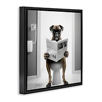 Stupell Industries Boxer Dog & Newspaper Floater Framed Art