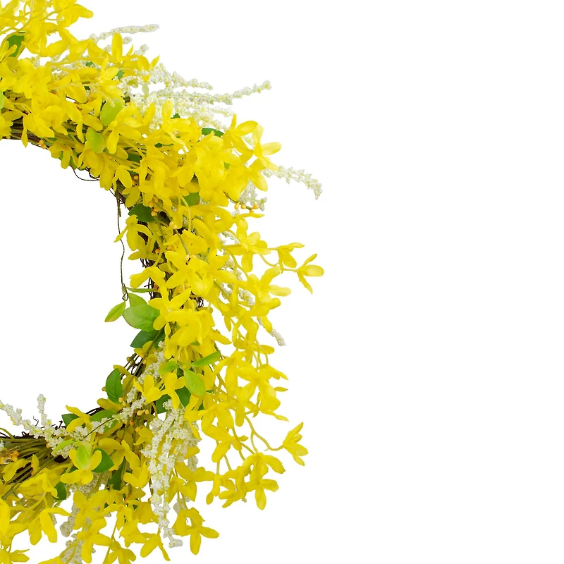 22" Yellow Forsythia & Leaves Wreath