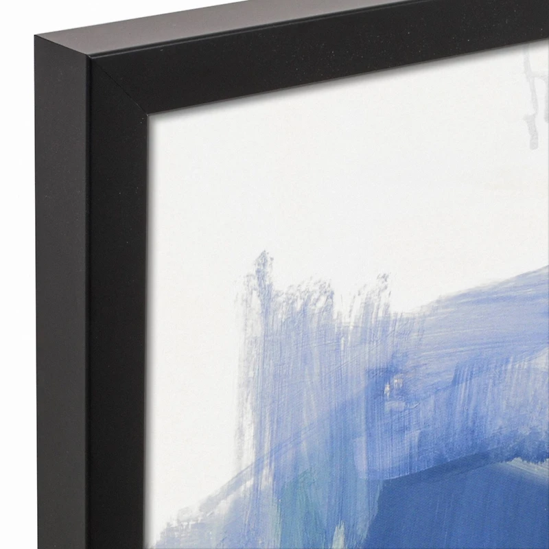 Abstracted Blues Canvas Wall Art in Black Frame
