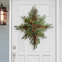 32" Pre-Lit Flocked Snowflake Wreath