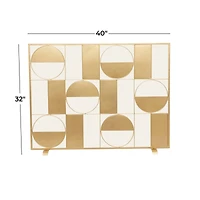 Gold Metal Contemporary Fireplace Screen, 32" x 40" x 6"