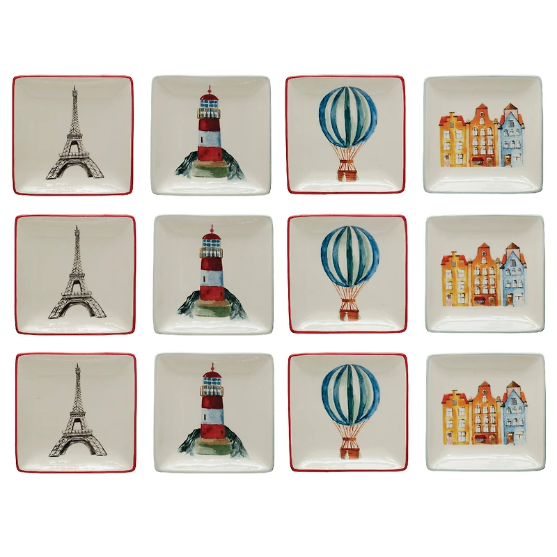 Hello Honey® Adventure Image Square Stoneware Plate Set