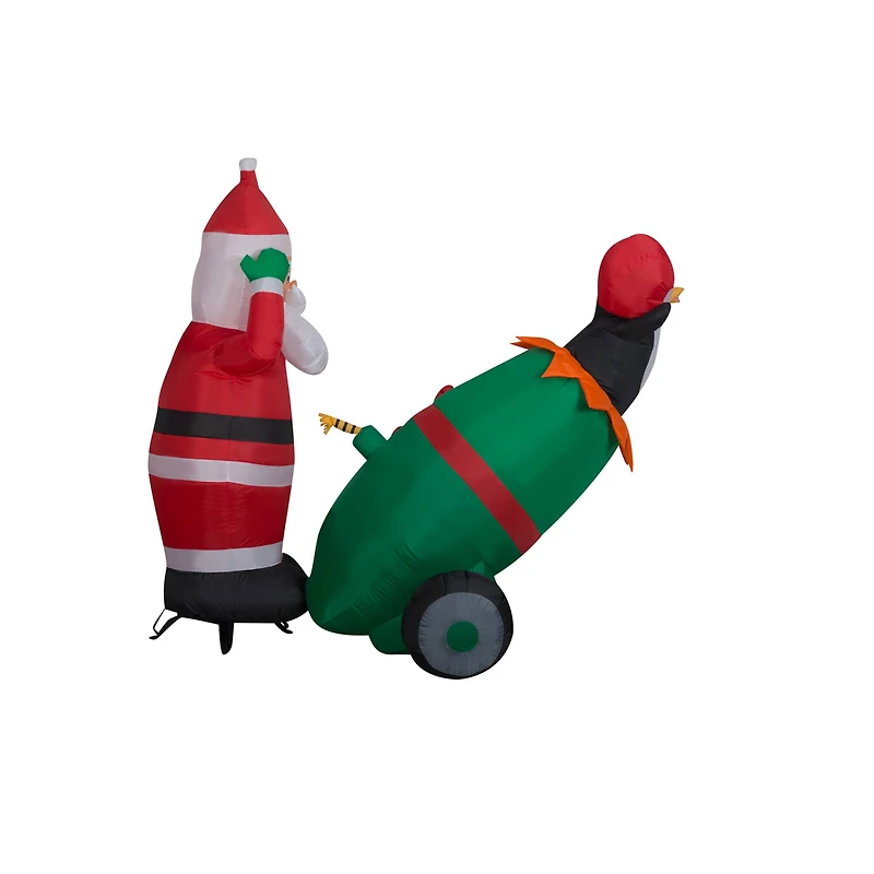 5.5ft. Lightshow Airblown® Inflatable Christmas Santa & Penguin Cannon Scene with Sparkle