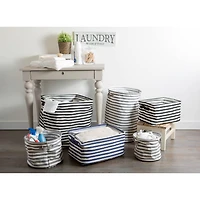 DII® Stripes PE-Coated Herringbone Woven Cotton Laundry Bin Set