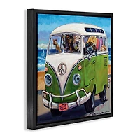 Stupell Industries Dogs Driving Retro Van Floater Framed Art