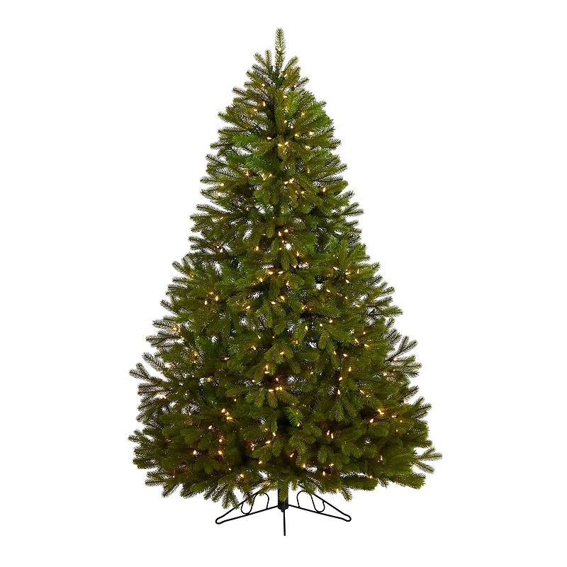 6ft. Pre-Lit Cambridge Spruce Flat Back Artificial Christmas Tree, Warm White LED Lights