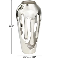 15" Silver Aluminum Melting Drip Vase