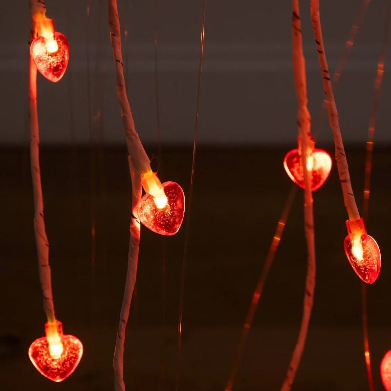 3ft. Pre-Lit Artificial Valentine's Day Willow Tree with 40 Heart Shaped LED Lights