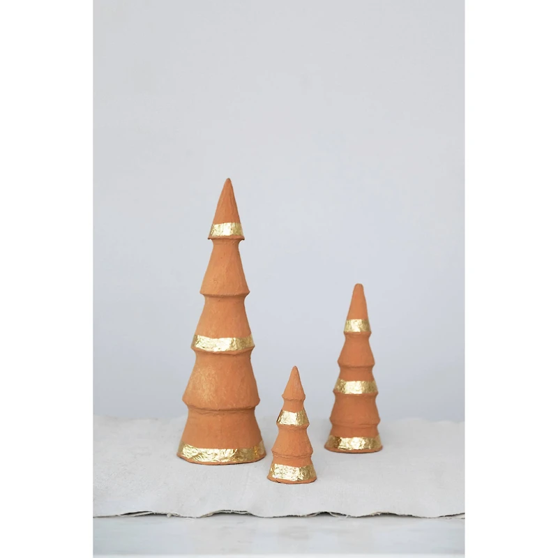 Hello Honey® Terracotta Handmade Paper Mache Tree with Gold Foil Set