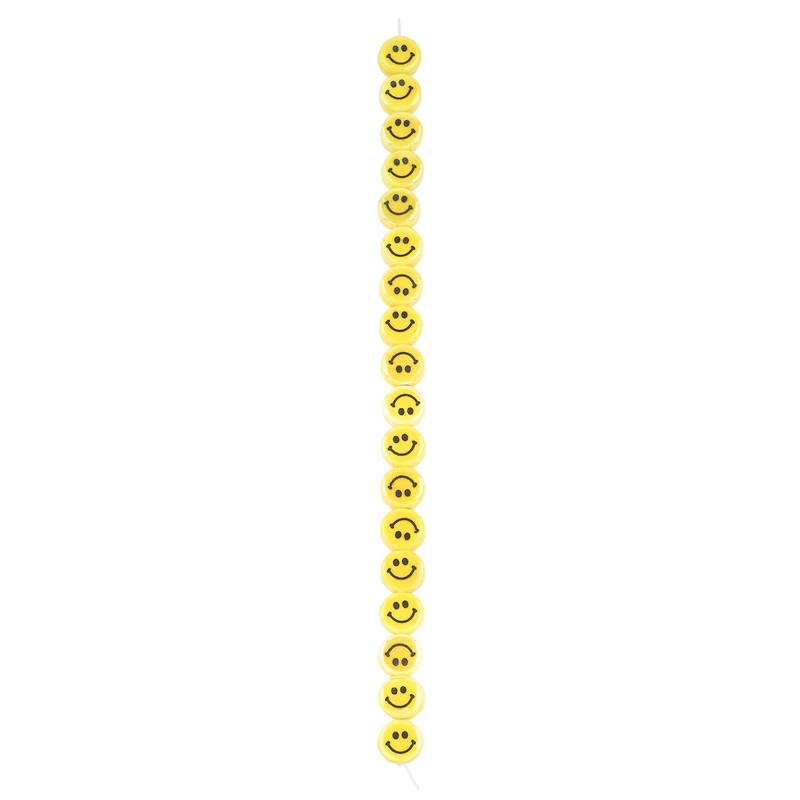 Yellow Ceramic Smiley Face Beads, 10mm by Bead Landing™