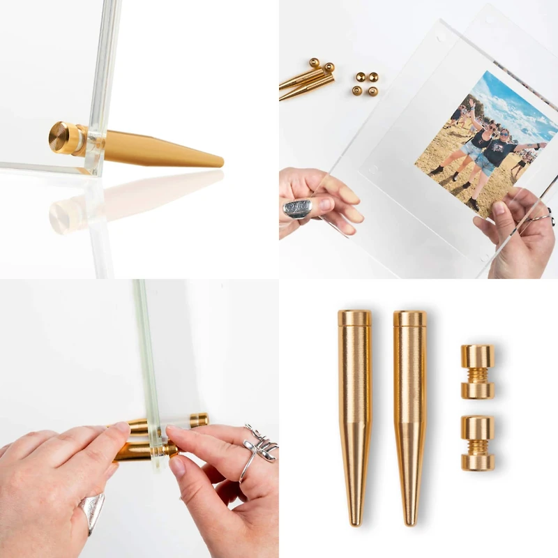 Wexel Art Clear Acrylic Tabletop Floating Picture Frame with Gold Hardware