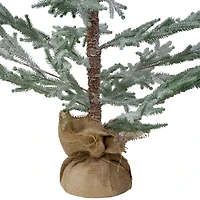 5ft. Unlit Frosted Pine Slim Artificial Christmas Tree in Burlap Base