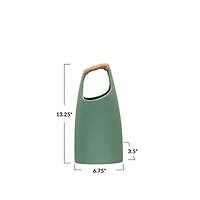 Hello Honey® Bloomingville 13.5" Mint Modern Stoneware Vase with Rattan Wrapped Handle