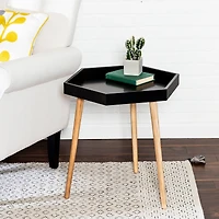 Honey Can Do Black Hexagon End Table