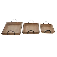 Brown Wood Coastal Style Tray Set