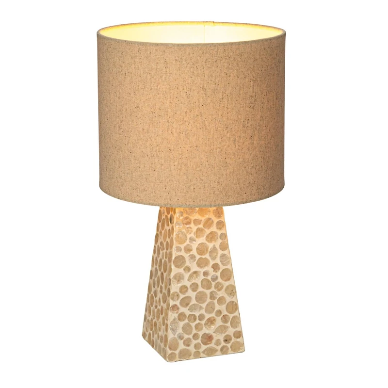 Hello Honey® 18" White Capiz & Reclaimed Wood Table Lamp with Linen Shade, 2ct.