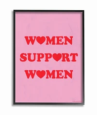 Stupell Industries Pink & Red Hearts Women Support Women Wall Accent with Black Frame