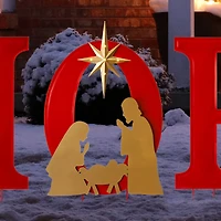 Glitzhome® 2.5ft. LED Metal Hope Yard Stake Set with Timer