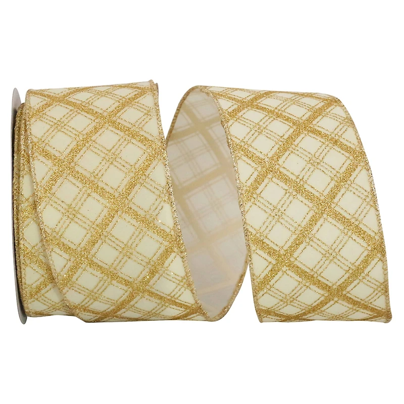 JAM Paper 2.5" x 10yd. Velvet Wired Lattice Glitter Ribbon