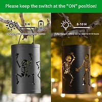 Glitzhome® 10.75" Halloween Metal Skeleton Solar Powered LED Lantern