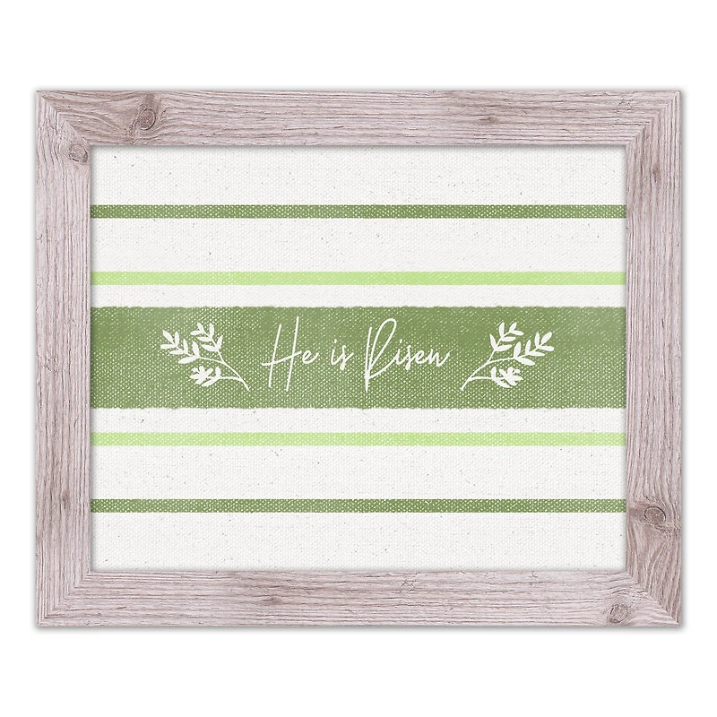 He Is Risen Green Stripes 2 16" x 20" Western White Framed Print