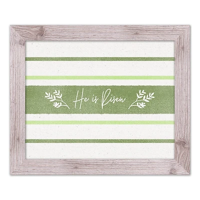 He Is Risen Green Stripes 2 16" x 20" Western White Framed Print