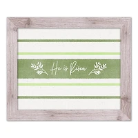 He Is Risen Green Stripes 2 16" x 20" Western White Framed Print