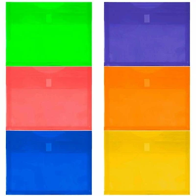 JAM Paper 9.75" x 13" Assorted Plastic Hook & Loop Expansion Booklet Envelopes, 12ct.