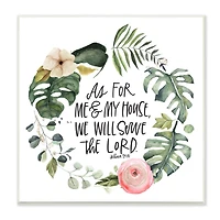 Stupell Industries Serve the Lord Joshua 24:15 Tropical Palm Wreathe,12" x 12"