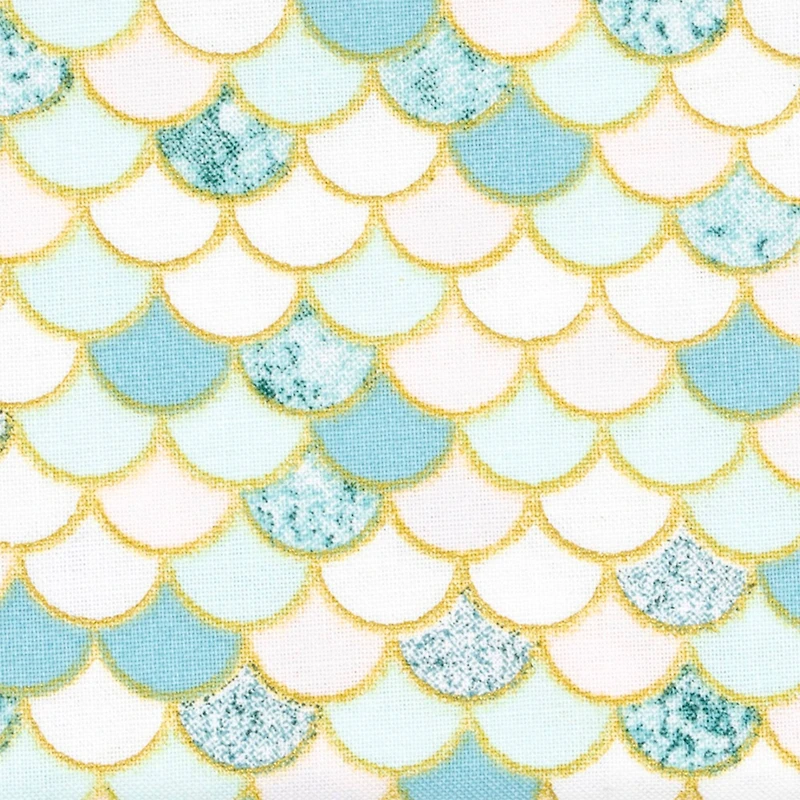 Blue & White Scales Cotton Fabric by Loops & Threads™