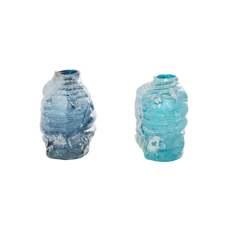 The Novogratz Blue Contemporary Glass Vase Set