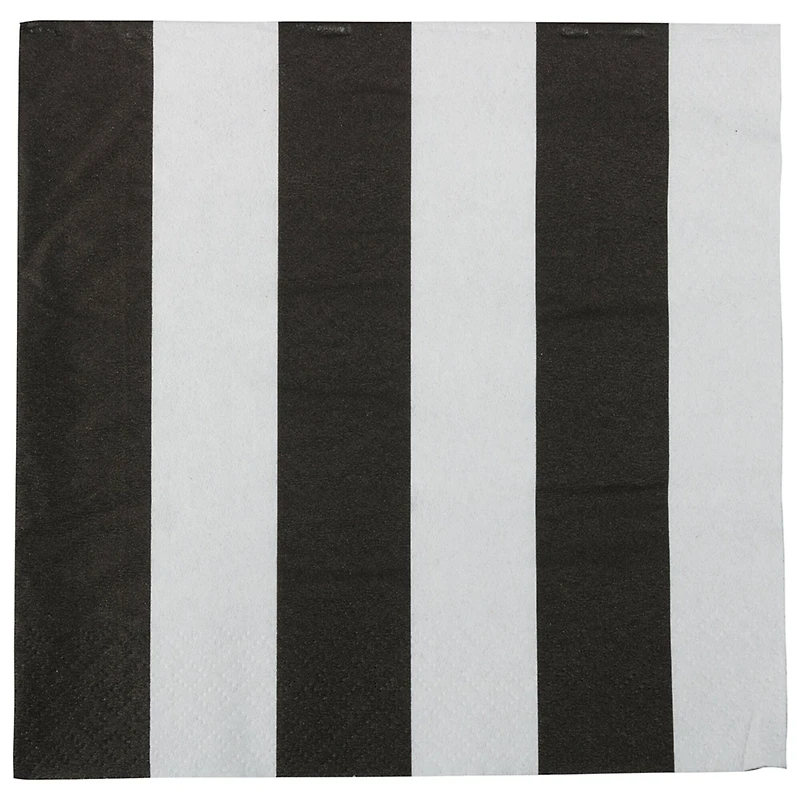 JAM Paper Black Stripe Medium Lunch Napkins, 16ct.