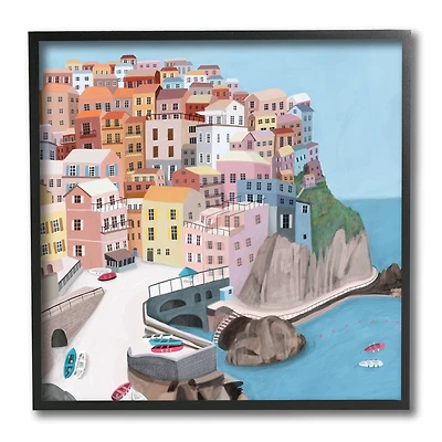 Stupell Industries Cliffside City Skyline Seaside Urban Architecture,12" x 12"