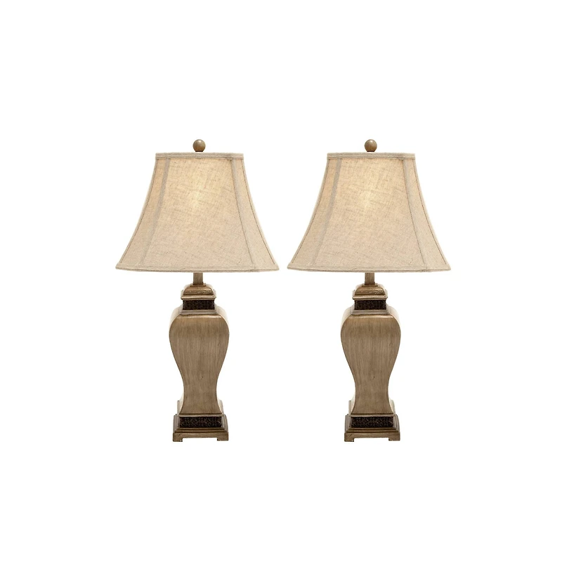 Set of 2 Brown Polystone Rustic Table Lamp, 29"