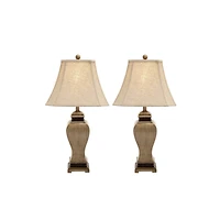 Set of 2 Brown Polystone Rustic Table Lamp, 29"