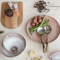 Hello Honey® 2-Piece Natural & Black Stainless Steel & Mango Wood Salad Servers with Handles & Design