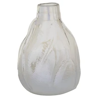14" White Contemporary Glass Vase