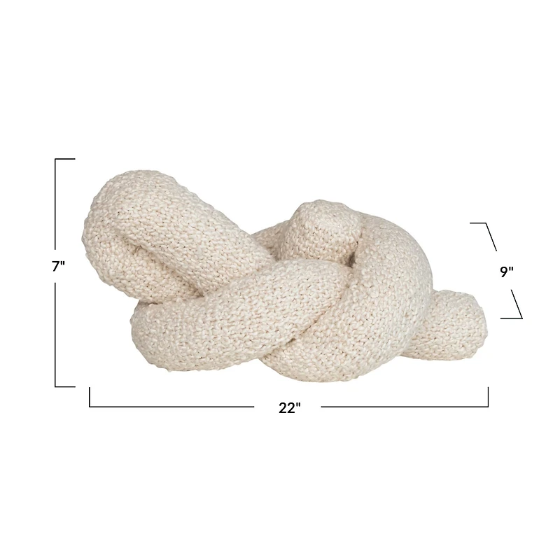 Hello Honey® Cream Woven Cotton Bouclé Knot Design Pillow