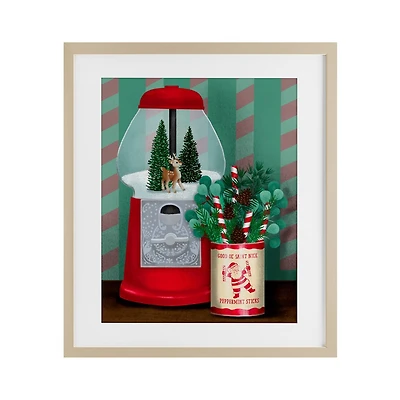 Stupell Industries Vintage Christmas Gumball Machine Framed Print Under Glass Wall Art