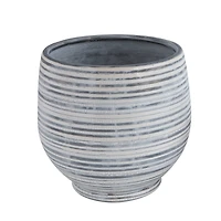 Hello Honey® Gray & White Striped Stoneware Planter