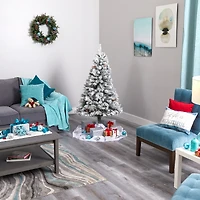 5ft. Unlit Flocked White River Mountain Pine & Pinecones Artificial Christmas Tree