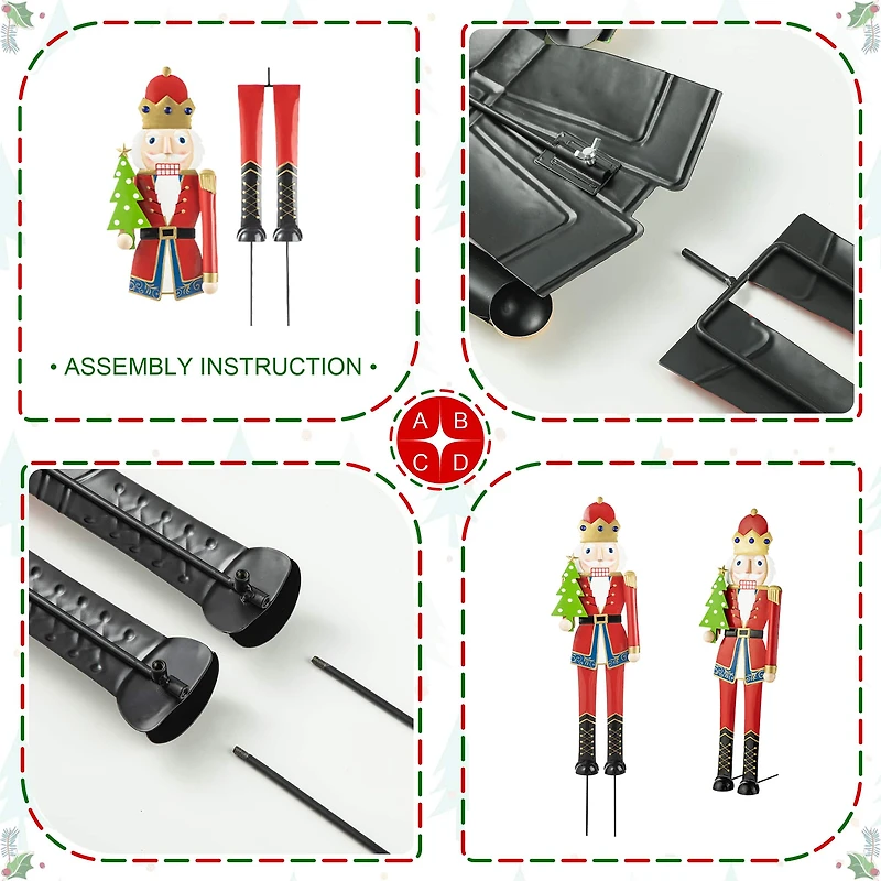 Glitzhome® 43.25" Metal Christmas Nutcracker Yard Stake/Décor Accent