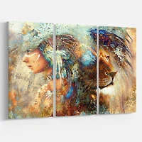 Designart - Indian Woman Collage with Lion