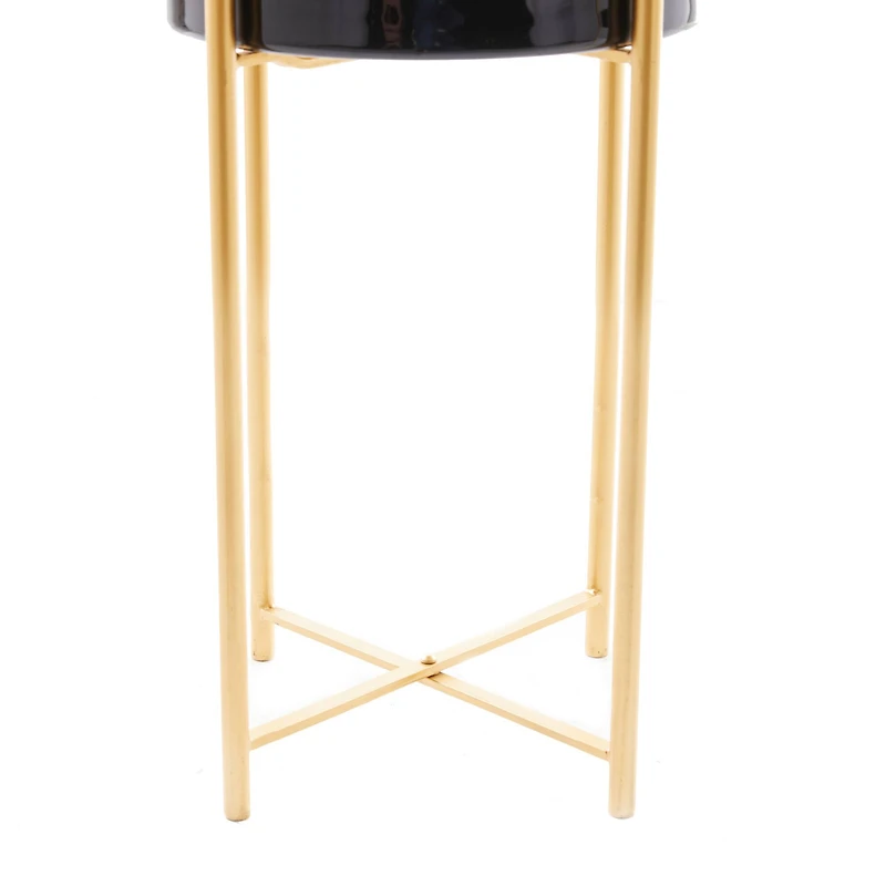 CosmoLiving by Cosmopolitan Set of 2 Black Iron Contemporary Planter, 24" x 10" x 10"