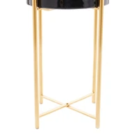 CosmoLiving by Cosmopolitan Set of 2 Black Iron Contemporary Planter, 24" x 10" x 10"