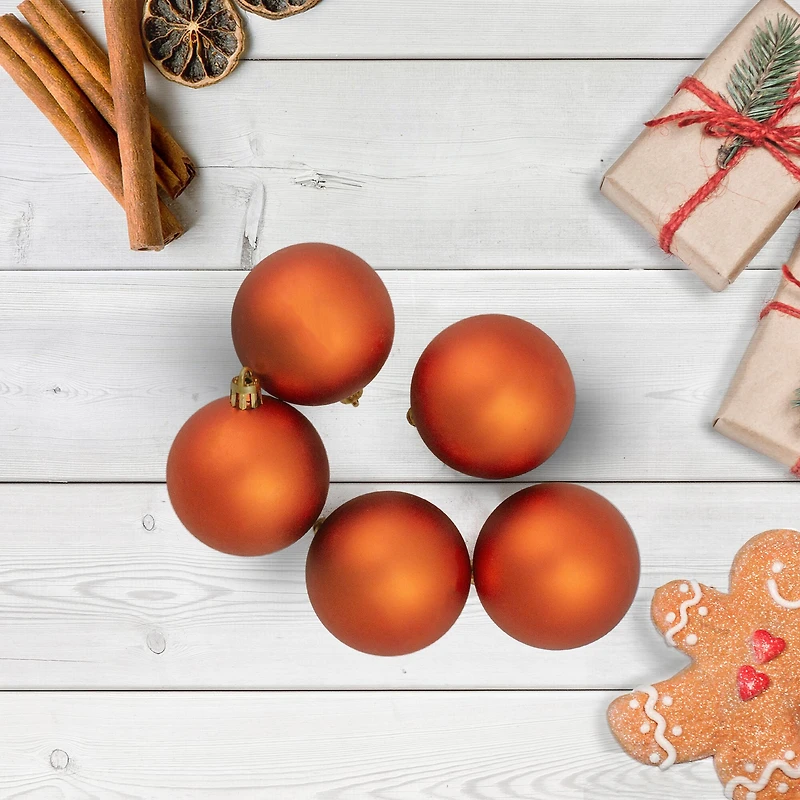 60ct. 2.5" Burnt Orange Shatterproof Matte Christmas Ball Ornaments