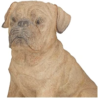 15" Light Brown Polystone Pug Sculpture