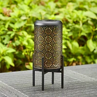 Glitzhome® 14.25" Metal Cutout Flower Pattern Solar Powered LED Outdoor Lantern