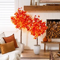 4ft. Pre-Lit Autumn Artificial Fall Tree with 160 Warm White LED Lights