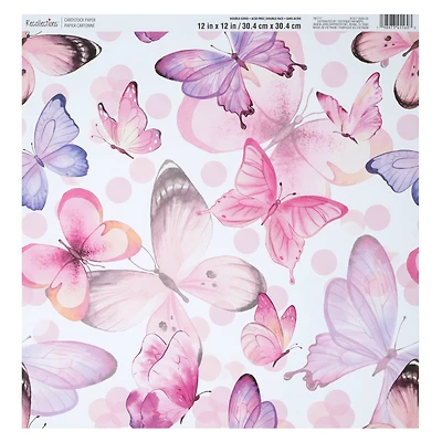 12" x 12" Double-Sided Pink Butterfly Cardstock Paper by Recollections™